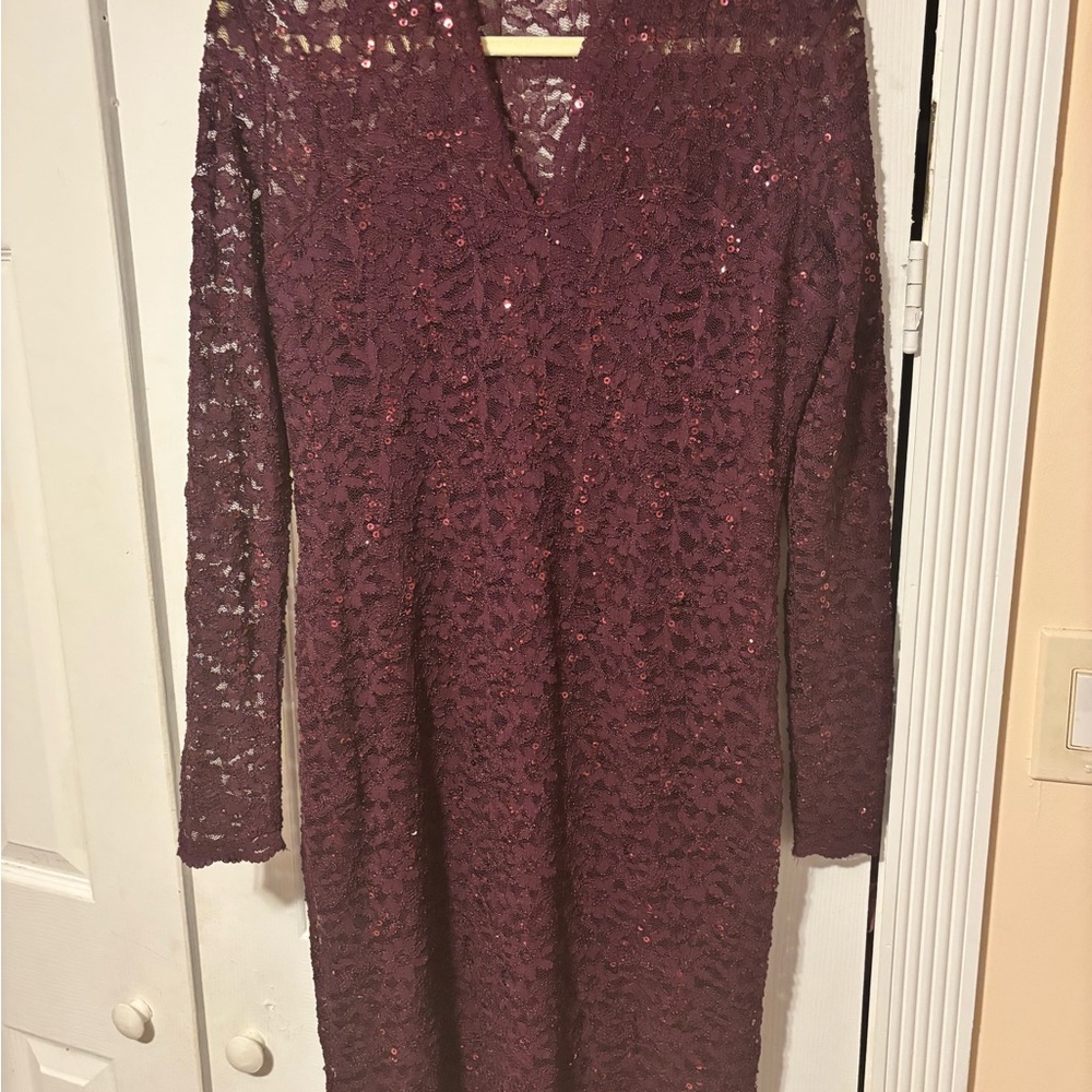 Onyx Nite Burgundy Lace Bodycon dress Size 14